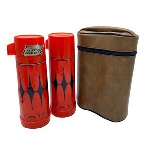VTG Aladdin Vanguard Thermos Set Atomic Red Diamond 23C Carrying Case MCM Retro